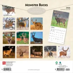 BrownTrout Monster Bucks 2026 12"x24" Hanging Square Wall Calendar Plastic-Free