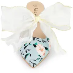 Allegra K Women's Floral Printed Lace Strap Stiletto Heels Mules