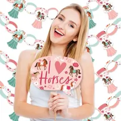 Big Dot of Happiness Run Wild Horses - Banner and Photo Booth Decorations - Pony Birthday Party Supplies Kit - Doterrific Bundle