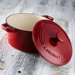 Cuisinart Chef's Classic 3qt Red Enameled Cast Iron Round Casserole with Cover - CI630-20CR: Bakeware, Dishwasher-Safe