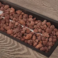 Aidan Outdoor 50000 BTU Iron Rectangular Fire Pit Wood Pattern Brown - Christopher Knight Home