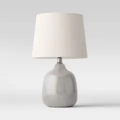 17.5"x11" Assembled Ceramic Table Lamp Gray - Threshold&trade;: Bud-Shaped Base, No Assembly Required, UL Listed