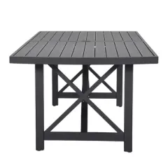 COWLOWN Aluminum Double Panel Outdoor Dining Table for 8, Painted Finish Rectangular Patio Table for Garden, Deck, or Backyard
