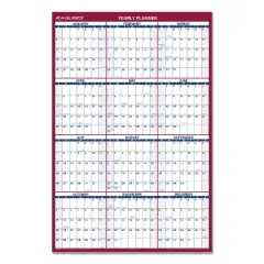 Erasable Vertical/Horizontal Wall Planner, 32 x 48, White/Blue/Red Sheets, 12-Month (Jan to Dec): 2026