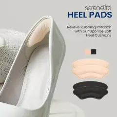 SereneLife Heel Pad Shoe Insert, Soft Gel Cushion, 2-Pack - Black & Apricot