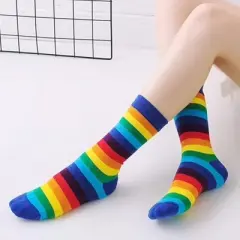 Rainbow Striped Socks from the Sock Panda (Women's Sizes or Tween Small Sizes) - Blue