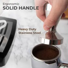 Kaffe 54mm Espresso Coffee Tamper Chrome: Best Coffee Tamper & Espresso Accessories, Silver Chromed Steel, Lifetime Warranty