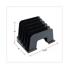 Universal Recycled Plastic Incline Sorter, 5 Sections, Letter Size Files, Black, 13.25" x 9" x 9"