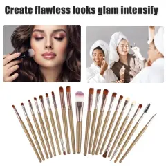 Unique Bargains Travel Makeup Brush Set Eyeshadow Brush Contour Concealer Blusher Brush Faux Fiber 20Pcs