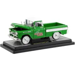 1958 Chevrolet Apache Cameo Pickup Truck Green with White Top and White Stripes "Turtle Wax" Ltd Ed to 6880 pcs 1/24 Diecast Model Car by M2 Machines