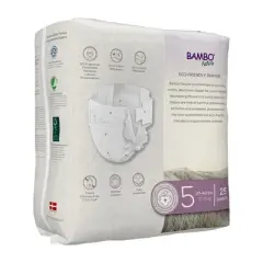 Bambo Nature Baby Diapers, Heavy Absorbency, Eco-Friendly, Size 5, 25 Count, 12 Packs, 300 Total