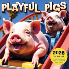 TF Publishing 13.5"x14.5" 2026 Playful Pigs Wall Calendar