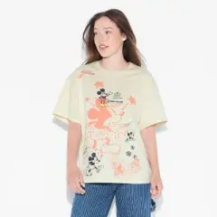 Women's Mickey Scribble Oversized Short Sleeve Graphic T-Shirt - Cream