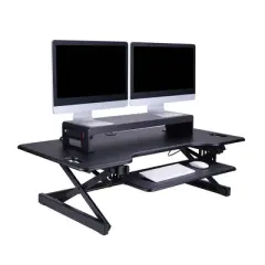 Double Articulated Dual Monitor Desk Mount with Power Black - Rocelco