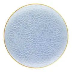 Smarty Had A Party 10.25" Clear Blue w/ Gold Rim Glass Plastic Dinner Plates - 120 pcs
