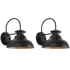 Linden 10" Outdoor Wall Sconce (Set of 2) - PLT7001 - Black - Safavieh