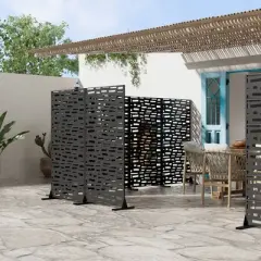 72" H&times;47"W Dovelina Brown Metal Planter Box with Trellis Privacy Screen for Patio