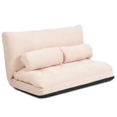 Costway Floor Sofa Bed 6-Position Adjustable Sleeper Lounge Couch with 2 Pillows