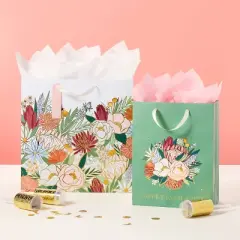 Wedding 'Happily Ever After' Large Gift Bag - Spritz&trade;: Botanical Floral, Bridal Shower, , 12.75"