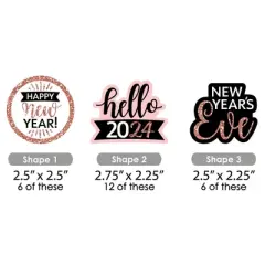 Big Dot of Happiness Rose Gold Happy New Year - Paper Straw Decor - 2024 New Year's Eve Party Striped Decorative Straws - Set of 24