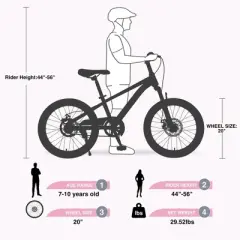 Gulches Kids' Bike for 7-10 Yrs (44-56" Height), Durable Steel Frame, Double Disc Brakes, Suspension Fork, 85% Pre-Assembled