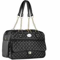 Parisian Pet 'London Quilted Carrier' for Dogs & Cats &ndash; Soft, Comfortable Pet Carrier for Small Dogs, Black