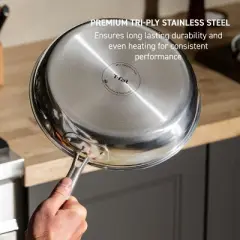 T-fal 12" Stainless Steel Fry Pan, HybridMesh, Silver
