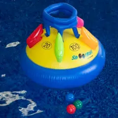 Swimline 28" Inflatable Multi-Port Shootball Floating Pool Game with Three Balls - Blue/Yellow