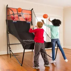 HearthSong Double Free-Throw Basketball Challenge Game with Electronic Scoring And Sound Effects