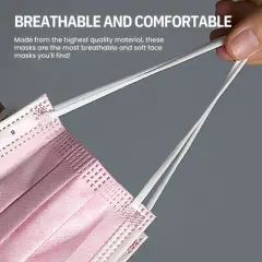 MagiCare - Premium Pink Face Masks for Adults - Breathable 3-Layer Disposable Protection