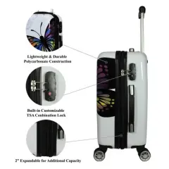 World Traveler Butterfly 24-Inch Hardside Expandable Spinner Luggage
