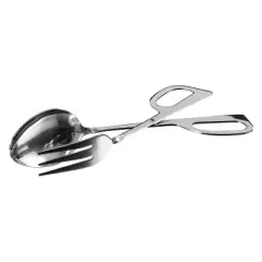 Winco Salad Tongs, Fork and Spoon, Satin Finish Stainless Steel, 10?