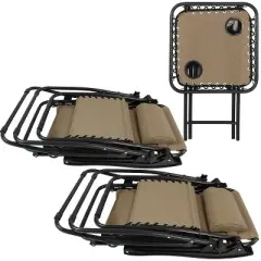 Sunnydaze Outdoor Fade-Resistant Zero Gravity Chairs with Patio Table, Cup Holders, and Pillows - 2-Pack