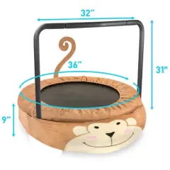 DSVIMOY Trampoline, 36" Monkey Foldable Kids Trampoline with Handle, Round Bouncer, Easy to Move, Yellow, 36"*36"*31"