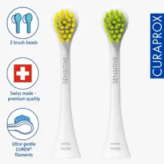 Curaprox Hydrosonic Rainbow Sensitive Brush Heads, Yellow/Green, 2 pcs