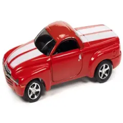 2005 Chevrolet SSR Pickup Truck Torch Red with White Stripes Ltd Ed to 8476 pieces 1/64 Diecast Model Car by Johnny Lightning
