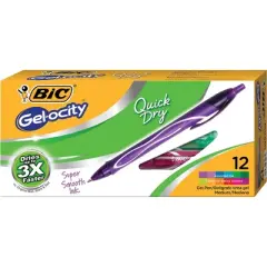 BIC Gel-ocity Quick Dry Retractable Gel Pen  0.7mm  Assorted Ink/Barrel  Dozen RGLCGA11AST