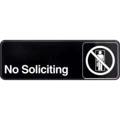 Hillman English Black No Soliciting Sign 3 in. H X 9 in. W - Case of 6