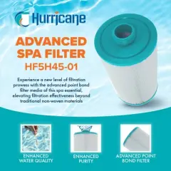 Hurricane HF5H45-01 Advanced Spa Filter Cartridge Replacement for PFF50P4, Unicel 5CH-45, Filbur FC-2401, Free Flow Spas Legend