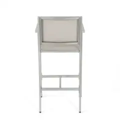 29.50" Barstools with Silver Rust-Proof Aluminum Frame, Grey Mesh, Set of 2