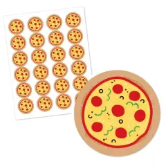 Big Dot of Happiness Pizza Party Time - Baby Shower or Birthday Party Circle Sticker Labels - 24 Count