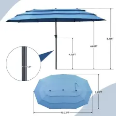 Ainfox 15ft. Outdoor Double-layer Sunshade Umbrella