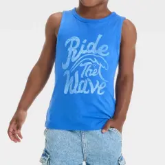 Toddler Boys' Short Sleeve Ride The Wave Tank Top - Cat & Jack&trade; Blue