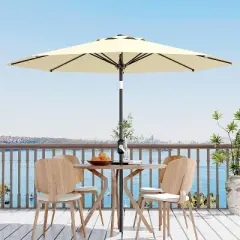 Jojoka 10FT Patio Umbrella with 8 Sturdy Ribs,Table Umbrella with Push Button Tilt and Crank