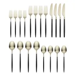20pc Gaze Black Champagne Satin Flatware Set - Cambridge Silversmiths: Stainless Steel Silverware Service for 4