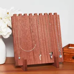 Farmlyn Creek 2-Pack Wood Necklace Display Stand, Wooden Plank Jewelry Organizer (9 x 10 x 5.5 In)