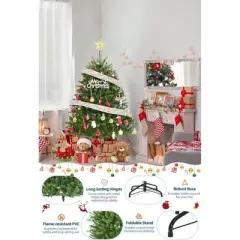 Acekool Prelit Green North Valley Spruce Tree, Artificial Pine with Stand, Two Lighting Effects, Indoor Holiday Decoration