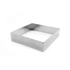 Gobel 863350 Stainless Steel Square Cake Ring 7-7/8 Inch x 7-7/8 Inch x 1-3/4 Inch High