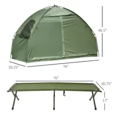 DSVIMOY Patio Camping Tents, Single Person Folding Cot with Carry Bag, Elevated Camping Bed Tent, Green, 76"*30.5"*45.3"