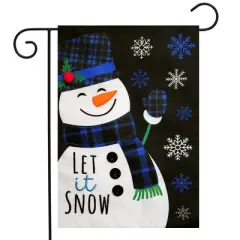 Briarwood Lane Winter Garden Flag 12x18 For Outdoor Blue Checkered Snowman Burlap For Winter Garden Flag Flags For Outside